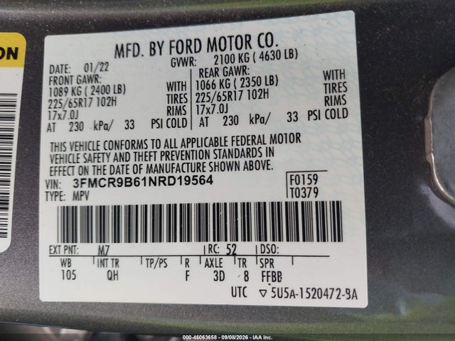 Ford Bronco Sport Big Bend 2022 3FMCR9B61NRD19564 Image 9