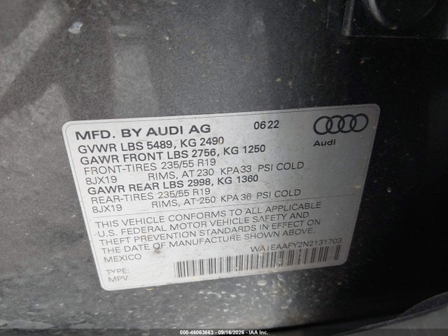 Aukcja sprzedaży 2022 Audi Q5 Premium Plus 45 Tfsi S Line Quattro S Tronic, vin: WA1EAAFY2N2131703, numer aukcji: 46063663