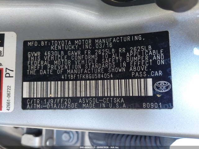 Toyota CAMRY SE 2016 4T1BF1FK8GU584054 Image 9