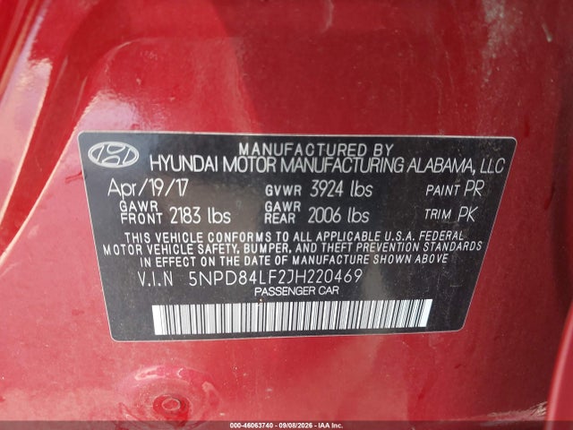 Продажа на аукционе авто 2018 Hyundai Elantra Sel, vin: 5NPD84LF2JH220469, номер лота: 46063740