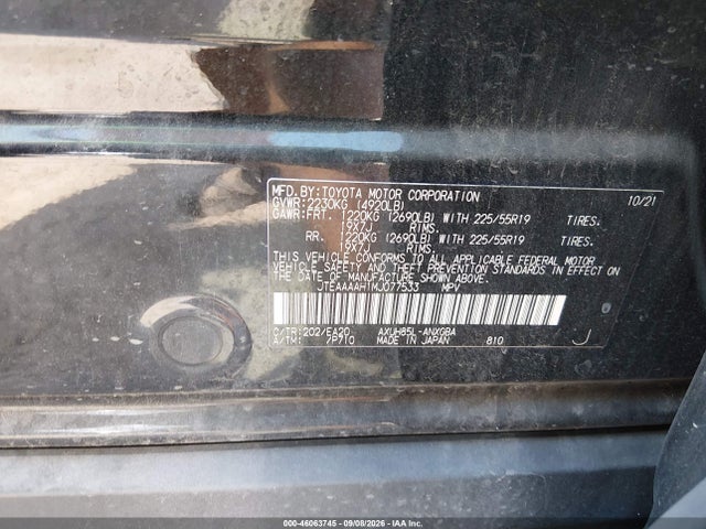 46063745 :رقم المزاد ، JTEAAAAH1MJ077533 vin ، 2021 Toyota Venza Xle مزاد بيع