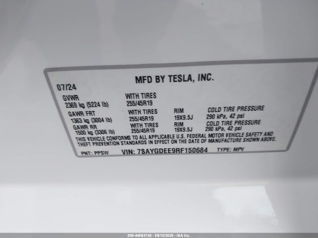 7SAYGDEE9RF150684 Tesla Model Y Long Range Dual Motor All-wheel Drive