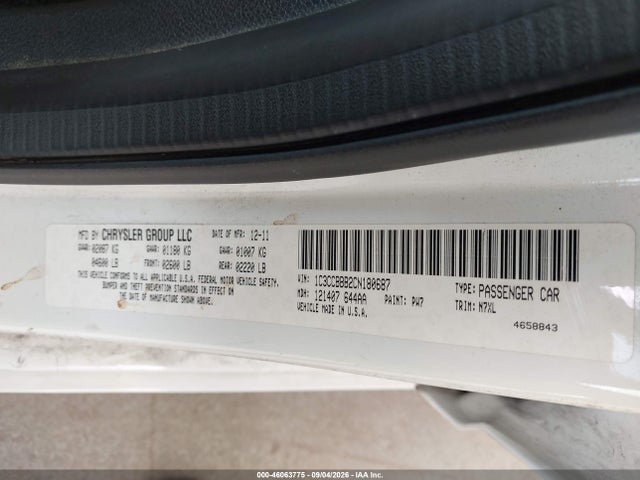 46063775 :رقم المزاد ، 1C3CCBBB2CN180687 vin ، 2012 Chrysler 200 Touring مزاد بيع