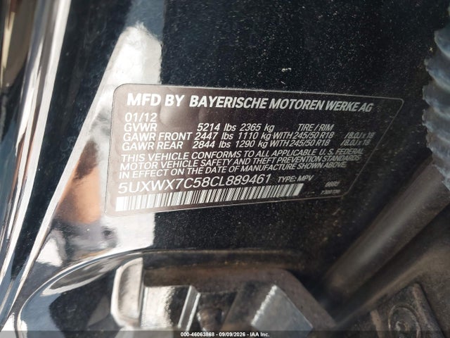 Продаж на аукціоні авто 2012 Bmw X3 Xdrive35i, vin: 5UXWX7C58CL889461, номер лоту: 46063868