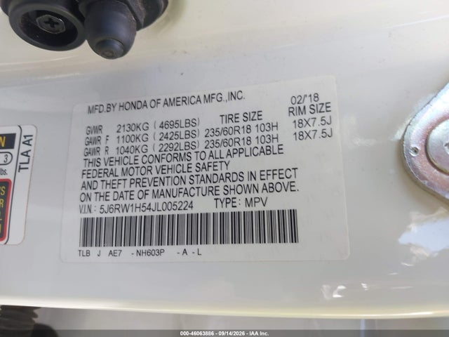 Продажа на аукционе авто 2018 Honda Cr-v Ex, vin: 5J6RW1H54JL005224, номер лота: 46063886