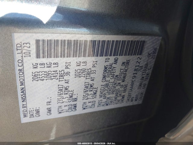 2023 Nissan Rogue S Fwd მანქანა იყიდება აუქციონზე, vin: 5N1BT3AA4PC918122, აუქციონის ნომერი: 46063915