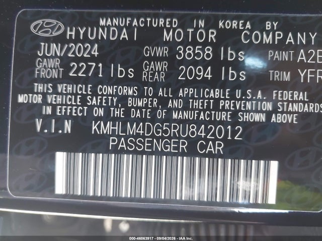 KMHLM4DG5RU842012 Hyundai ELANTRA SEL
