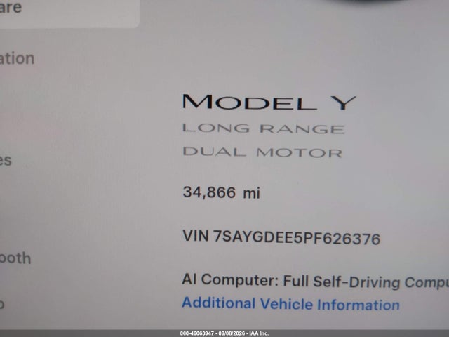 Продаж на аукціоні авто 2023 Tesla Model Y Awd/long Range Dual Motor All-wheel Drive, vin: 7SAYGDEE5PF626376, номер лоту: 46063947