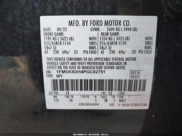 Продажа на аукционе авто 2023 Ford Explorer Xlt, vin: 1FMSK8DH4PGC02791, номер лота: 46064114