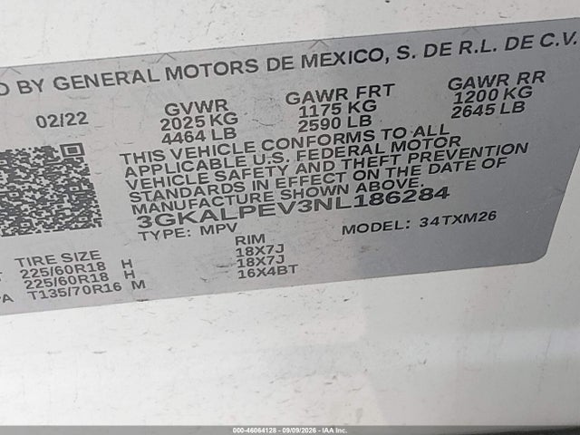 Продажа на аукционе авто 2022 Gmc Terrain Fwd Slt, vin: 3GKALPEV3NL186284, номер лота: 46064128
