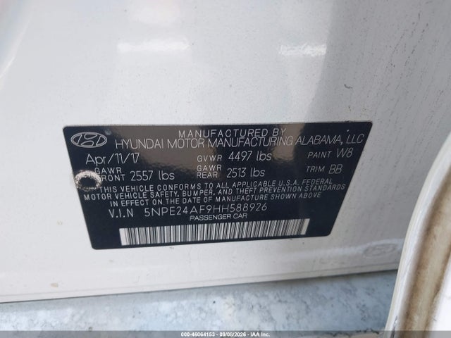 Hyundai SONATA SE 2017 5NPE24AF9HH588926 Image 9