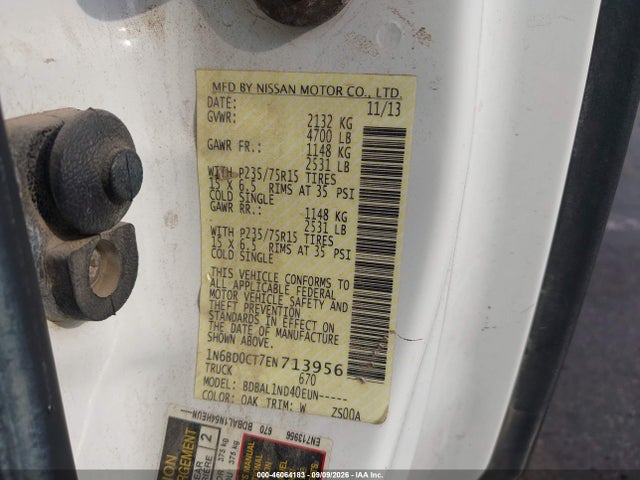 46064183 :رقم المزاد ، 1N6BD0CT7EN713956 vin ، 2014 Nissan Frontier S مزاد بيع