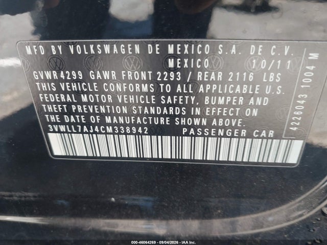Продаж на аукціоні авто 2012 Volkswagen Jetta 2.0l Tdi, vin: 3VWLL7AJ4CM338942, номер лоту: 46064269