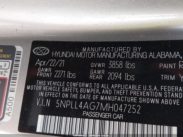 Aukcja sprzedaży 2021 Hyundai Elantra Se, vin: 5NPLL4AG7MH047252, numer aukcji: 46064271