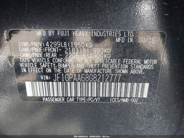 JF1GPAA68G8212777 Subaru Impreza 2.0i