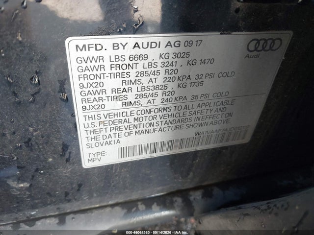 Продаж на аукціоні авто 2018 Audi Q7 3.0t Premium, vin: WA1VAAF74JD012119, номер лоту: 46064360