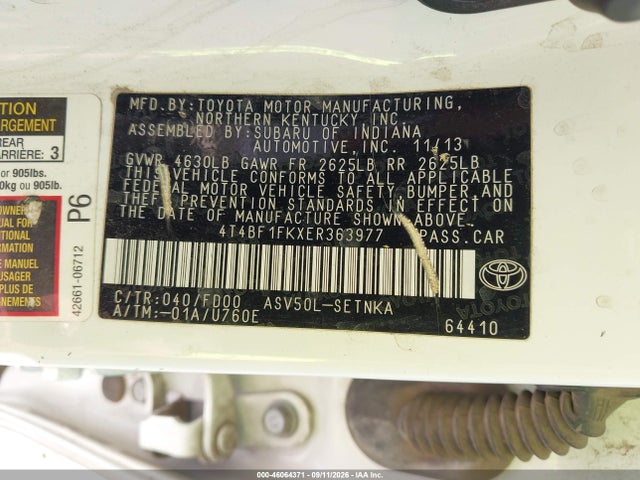 4T4BF1FKXER363977 Toyota CAMRY LE