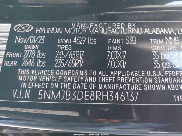 Hyundai TUCSON SEL 2024 5NMJB3DE8RH346137 Image 9