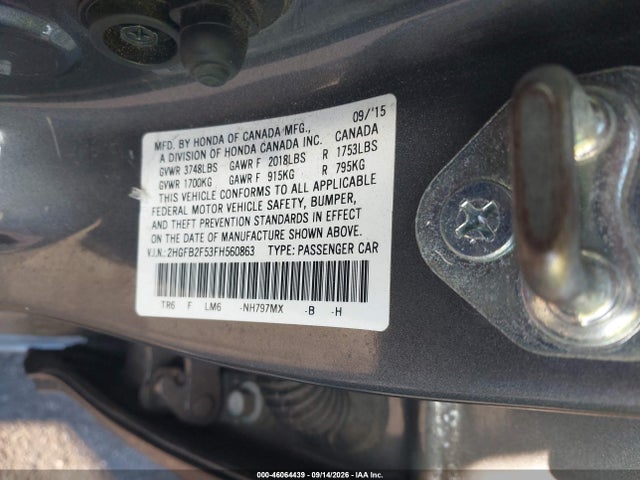 Honda Civic Lx 2015 2HGFB2F53FH560863 Image 9