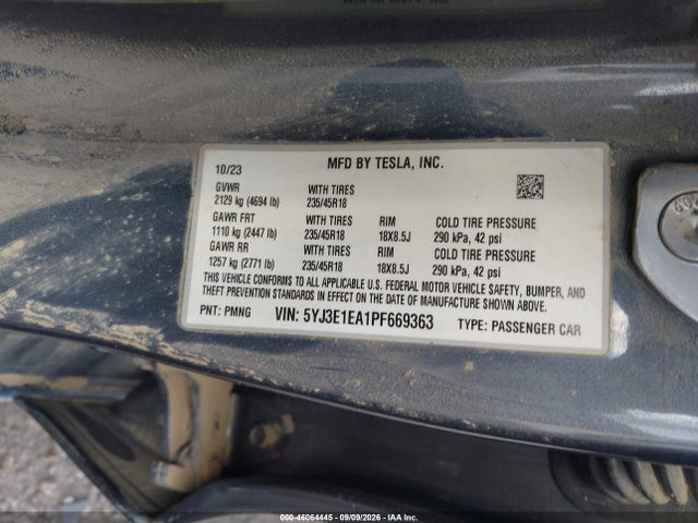 Tesla Model 3 Rear-wheel Drive 2023 5YJ3E1EA1PF669363 Image 9