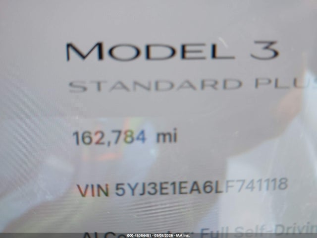 Продаж на аукціоні авто 2020 Tesla Model 3 Standard Range Plus Rear-wheel Drive/standard Range Rear-wheel Drive, vin: 5YJ3E1EA6LF741118, номер лоту: 46064481
