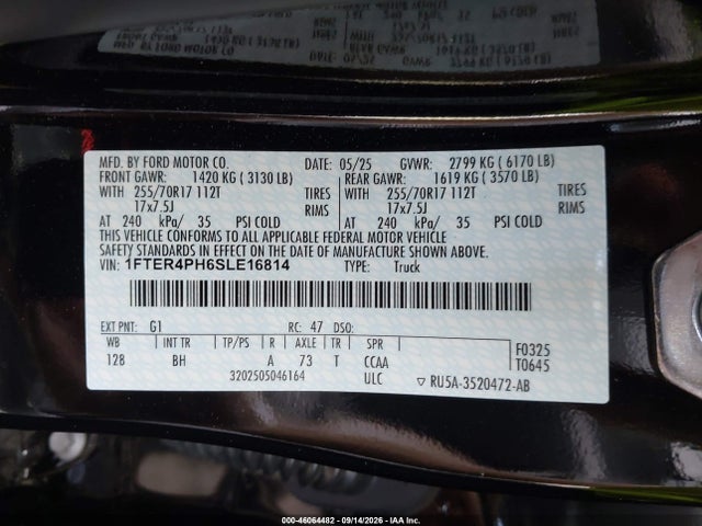 Продажа на аукционе авто 2025 Ford Ranger Xl, vin: 1FTER4PH6SLE16814, номер лота: 46064482