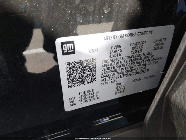 2025 Chevrolet Trax Fwd Activ მანქანა იყიდება აუქციონზე, vin: KL77LKEP9SC066939, აუქციონის ნომერი: 46064495