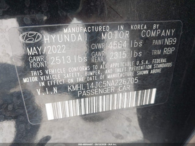 46064497 :رقم المزاد ، KMHL14JC5NA226705 vin ، 2022 Hyundai Sonata N Line مزاد بيع