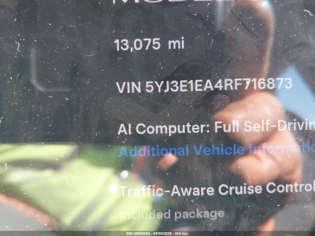 Продаж на аукціоні авто 2024 Tesla Model 3 Long Range Dual Motor All-wheel Drive/rear-wheel Drive, vin: 5YJ3E1EA4RF716873, номер лоту: 46064565
