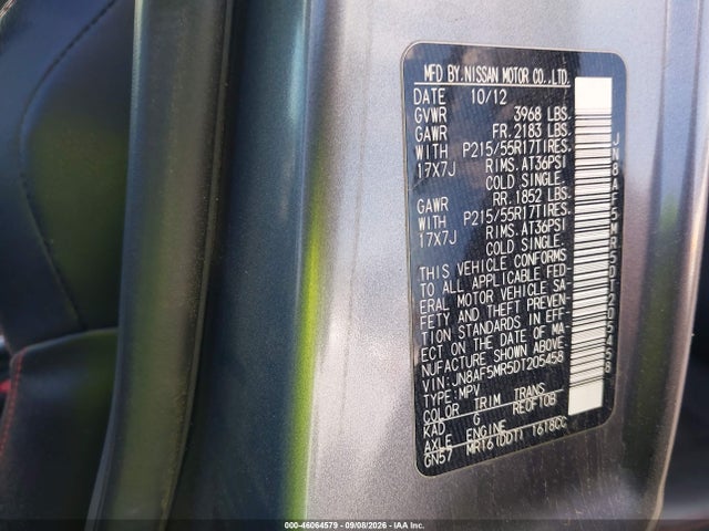 Aukcja sprzedaży 2013 Nissan Juke Sl, vin: JN8AF5MR5DT205458, numer aukcji: 46064579