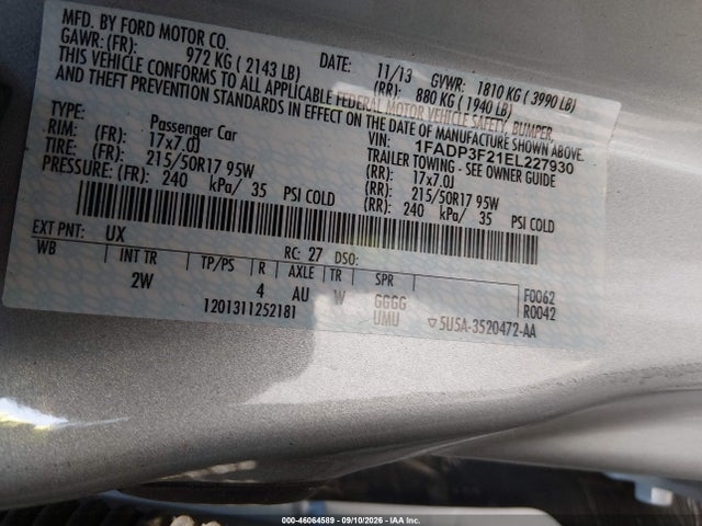 Aukcja sprzedaży 2014 Ford Focus Se, vin: 1FADP3F21EL227930, numer aukcji: 46064589