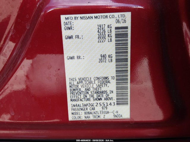 1N4AL3AP2GC255143 Nissan Altima 2.5 Sr