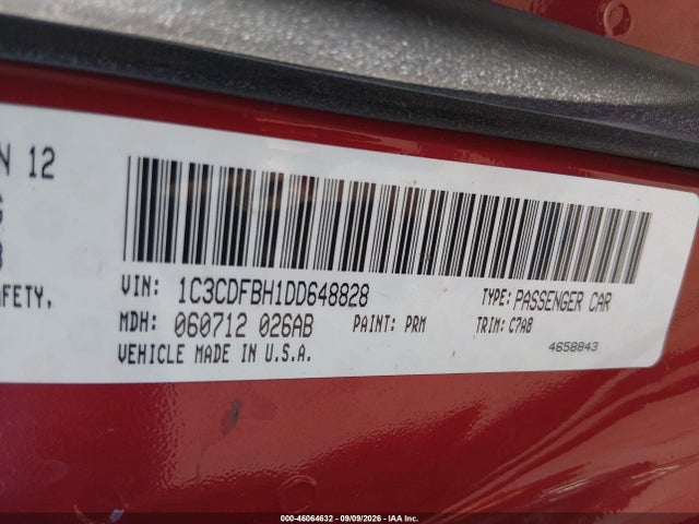 2013 Dodge Dart Rallye მანქანა იყიდება აუქციონზე, vin: 1C3CDFBH1DD648828, აუქციონის ნომერი: 46064632