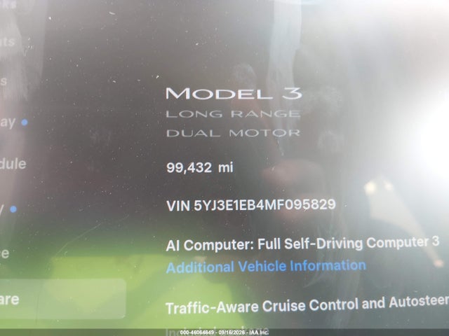 Продажа на аукционе авто 2021 Tesla Model 3 Long Range Dual Motor All-wheel Drive, vin: 5YJ3E1EB4MF095829, номер лота: 46064649