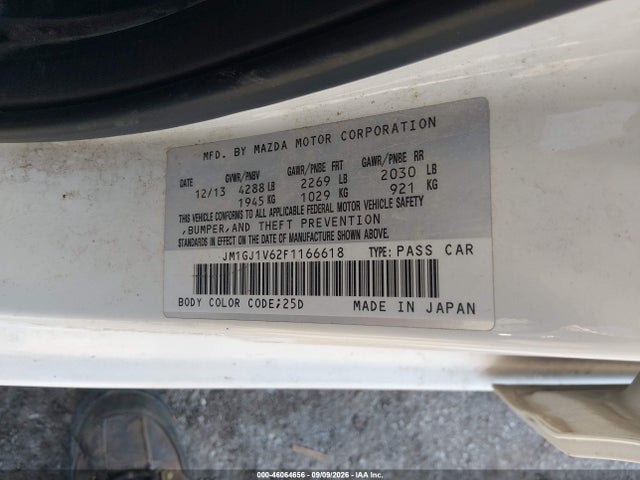 Aukcja sprzedaży 2015 Mazda Mazda6 I Touring, vin: JM1GJ1V62F1166618, numer aukcji: 46064656