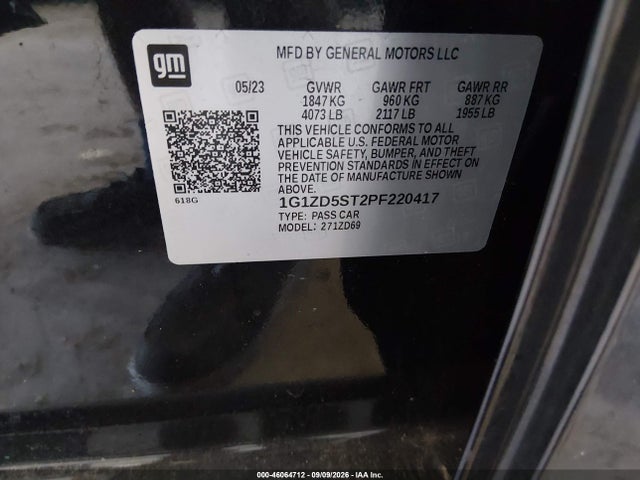 Aukcja sprzedaży 2023 Chevrolet Malibu Fwd 1lt, vin: 1G1ZD5ST2PF220417, numer aukcji: 46064712