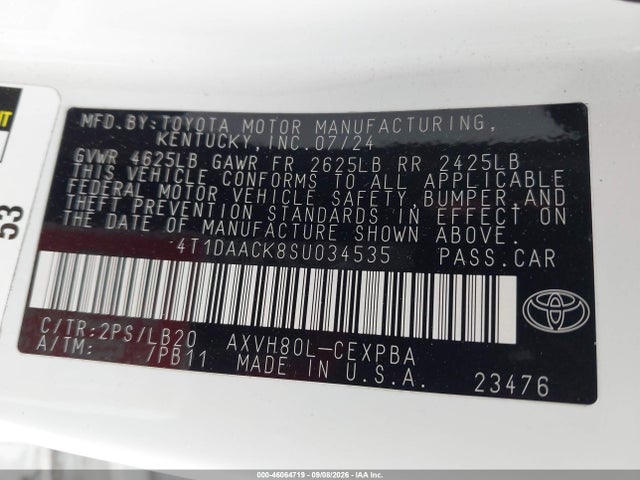 Продажа на аукционе авто 2025 Toyota Camry Xse, vin: 4T1DAACK8SU034535, номер лота: 46064719