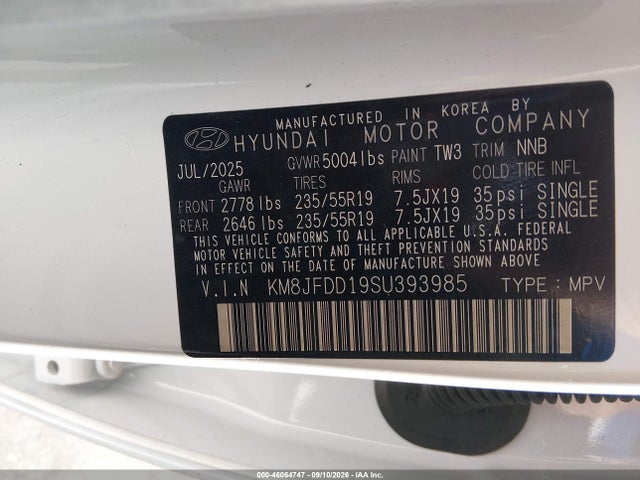 Продажа на аукционе авто 2025 Hyundai Tucson Hybrid N Line, vin: KM8JFDD19SU393985, номер лота: 46064747