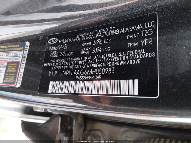 2021 Hyundai Elantra Se მანქანა იყიდება აუქციონზე, vin: 5NPLL4AG6MH050983, აუქციონის ნომერი: 46064760