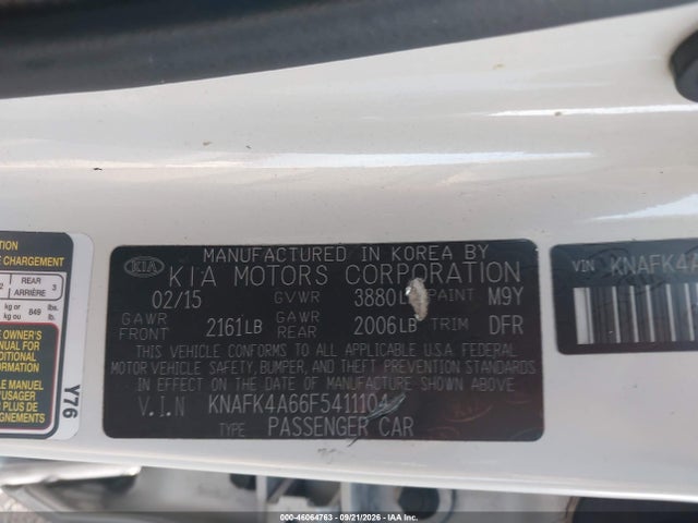 Aukcja sprzedaży 2015 Kia Forte Lx, vin: KNAFK4A66F5411104, numer aukcji: 46064763