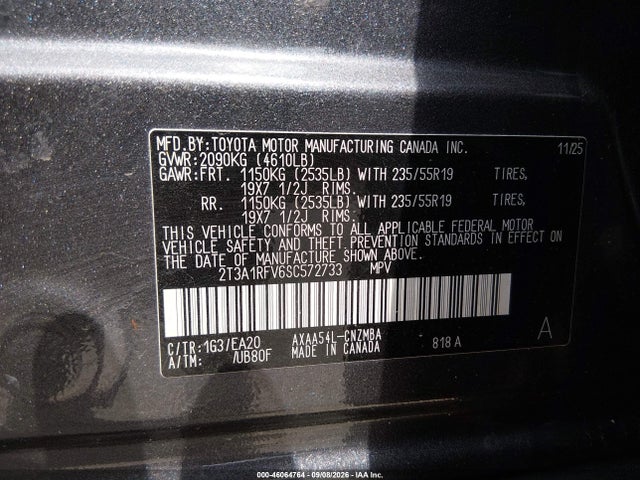 Продажа на аукционе авто 2025 Toyota Rav4 Xle Premium, vin: 2T3A1RFV6SC572733, номер лота: 46064764