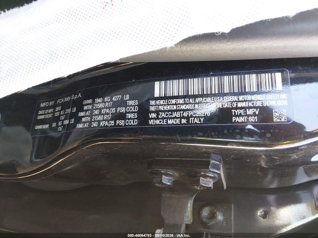 Продаж на аукціоні авто 2015 Jeep Renegade Latitude, vin: ZACCJABT4FPC26276, номер лоту: 46064793