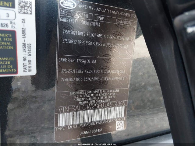 Продажа на аукционе авто 2018 Land Rover Range Rover 5.0l V8 Supercharged Sv Autobiography Dynamic, vin: SALGW2SE0JA514355, номер лота: 46064839