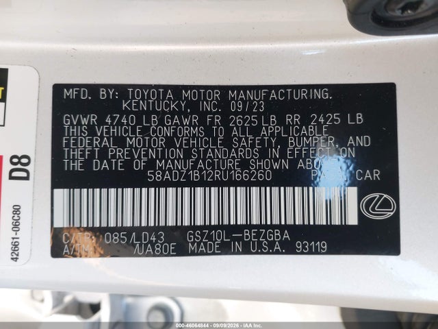 Продаж на аукціоні авто 2024 Lexus Es 350, vin: 58ADZ1B12RU166260, номер лоту: 46064844