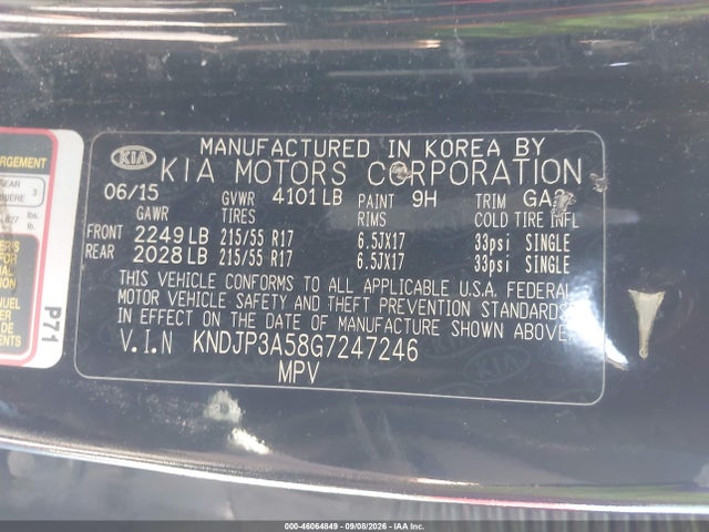 KIA SOUL + 2016 KNDJP3A58G7247246 Image 9