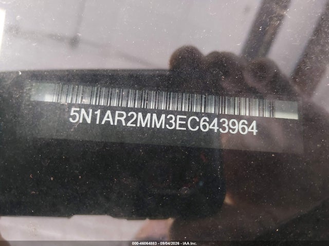 2014 Nissan Pathfinder Sl მანქანა იყიდება აუქციონზე, vin: 5N1AR2MM3EC643964, აუქციონის ნომერი: 46064883