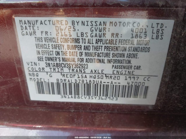 Nissan SENTRA SV 2025 3N1AB8CV3SY362923 Image 9