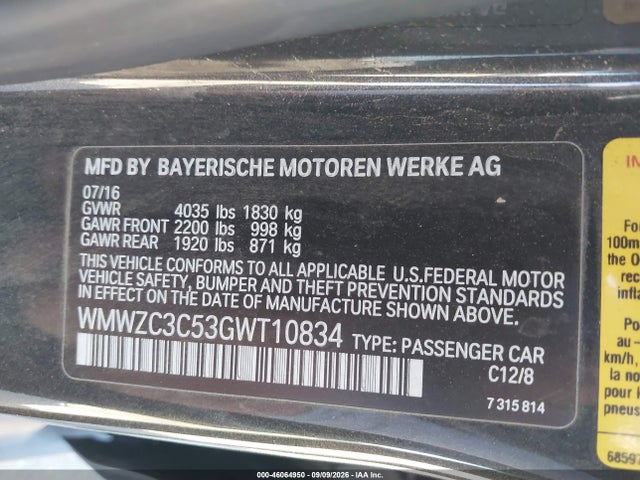 Aukcja sprzedaży 2016 Mini Countryman Cooper S, vin: WMWZC3C53GWT10834, numer aukcji: 46064950