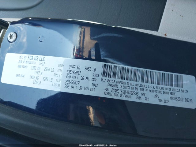 Aukcja sprzedaży 2017 Chrysler Pacifica Touring-l Plus, vin: 2C4RC1EG8HR782236, numer aukcji: 46064951
