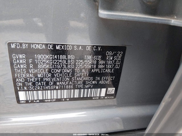 Aukcja sprzedaży 2023 Honda Hr-v 2wd Sport, vin: 3CZRZ1H5XPM711886, numer aukcji: 46064985